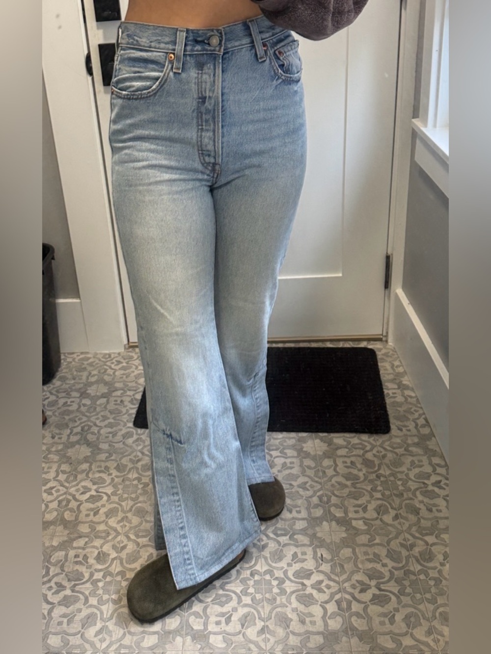 Levi 2010s split hem light denim wash jeans
